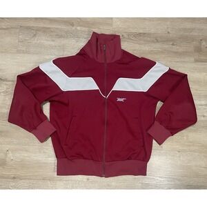 VTG Asics Track Jacket Mens Sz M Red Gray Made In USA Tennis Core Full Zip